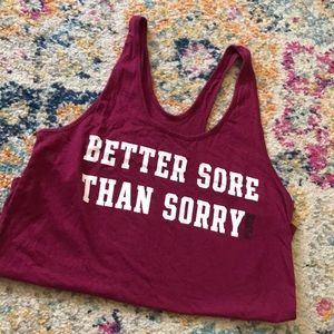 PINK workout tank - maroon and white